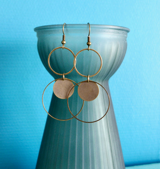 Boucles d'oreilles bohème chic grands cercles bronze