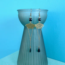 Charger l'image dans la galerie, Boucles d'oreilles Art Nouveau rétro vintage bronze et noir