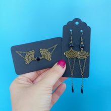 Charger l'image dans la galerie, Parure Bracelet et Boucles d'oreilles Art Nouveau bronze antique et émail noir