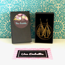 Charger l'image dans la galerie, Boucles d'oreilles créoles Art Déco laiton et émail noir