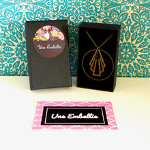 Charger l'image dans la galerie, Collier éventail Art Déco laiton et sequin émail noir