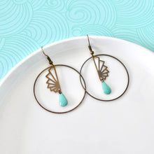 Charger l'image dans la galerie, créoles art déco turquoise Une Embellie