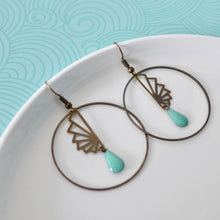 Charger l'image dans la galerie, boucles d'oreilles aile pliage origami vert turquoise Une Embellie