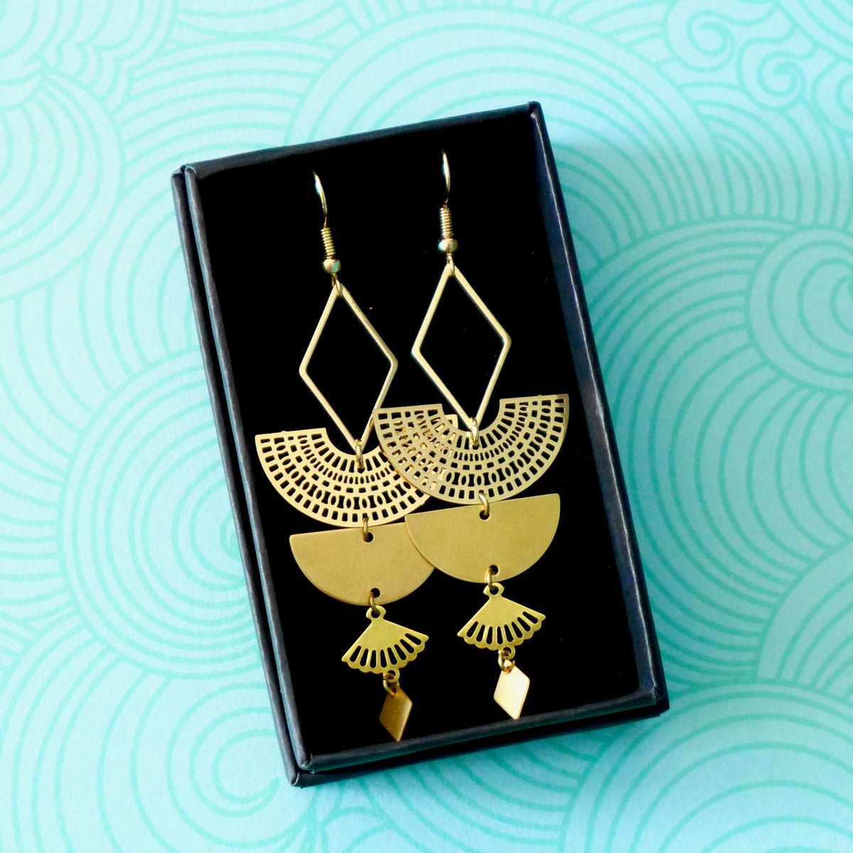 Boucles oreilles art déco doré Une Embellie