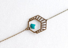 Charger l'image dans la galerie, bracelet graphique rayé émail vert Une Embellie