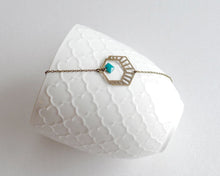 Charger l'image dans la galerie, Bracelet fin art déco hexagone graphique vert Une Embellie