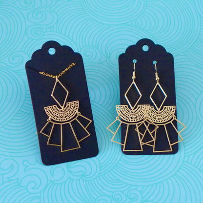 Boucles d'oreilles Art Déco graphiques doré bohème chic égyptiennes
