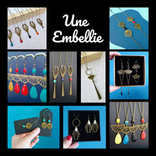 Charger l'image dans la galerie, Boucles d'oreilles Art Nouveau rétro vintage dorées et noir
