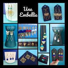 Charger l'image dans la galerie, Boucles d'oreilles Art Nouveau rétro vintage dorées et blanc
