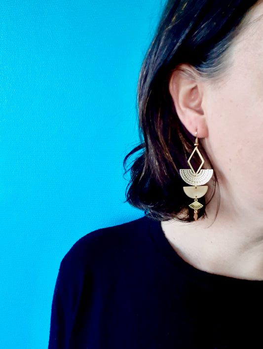boucles d'oreilles originales boho chic doré Une Embellie