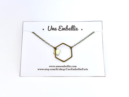 Bracelet hexagone graphique minimaliste et sequin en émail Bijou simple intemporel élégant cadeau pour femme