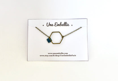 Bracelet hexagone graphique minimaliste et sequin en émail Bijou simple intemporel élégant cadeau pour femme