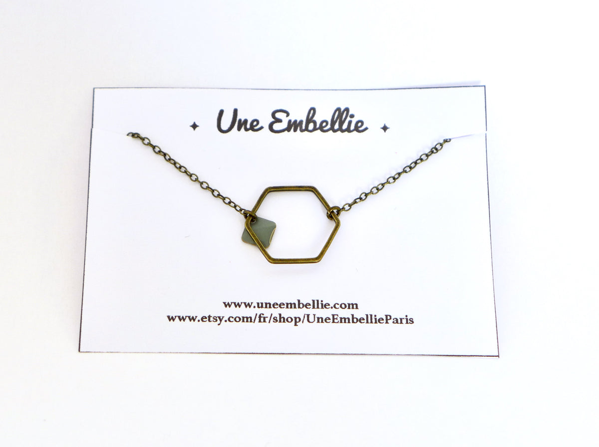 Bracelet hexagone graphique minimaliste et sequin en émail Bijou simple intemporel élégant cadeau pour femme