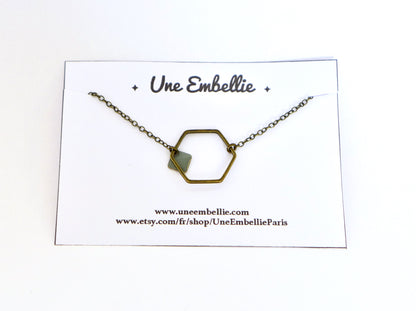 Bracelet hexagone graphique minimaliste et sequin en émail Bijou simple intemporel élégant cadeau pour femme