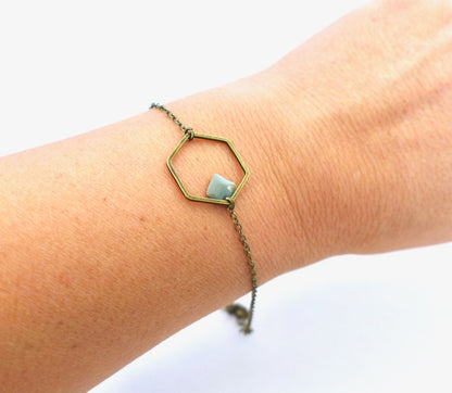 Bracelet hexagone graphique minimaliste et sequin en émail Bijou simple intemporel élégant cadeau pour femme