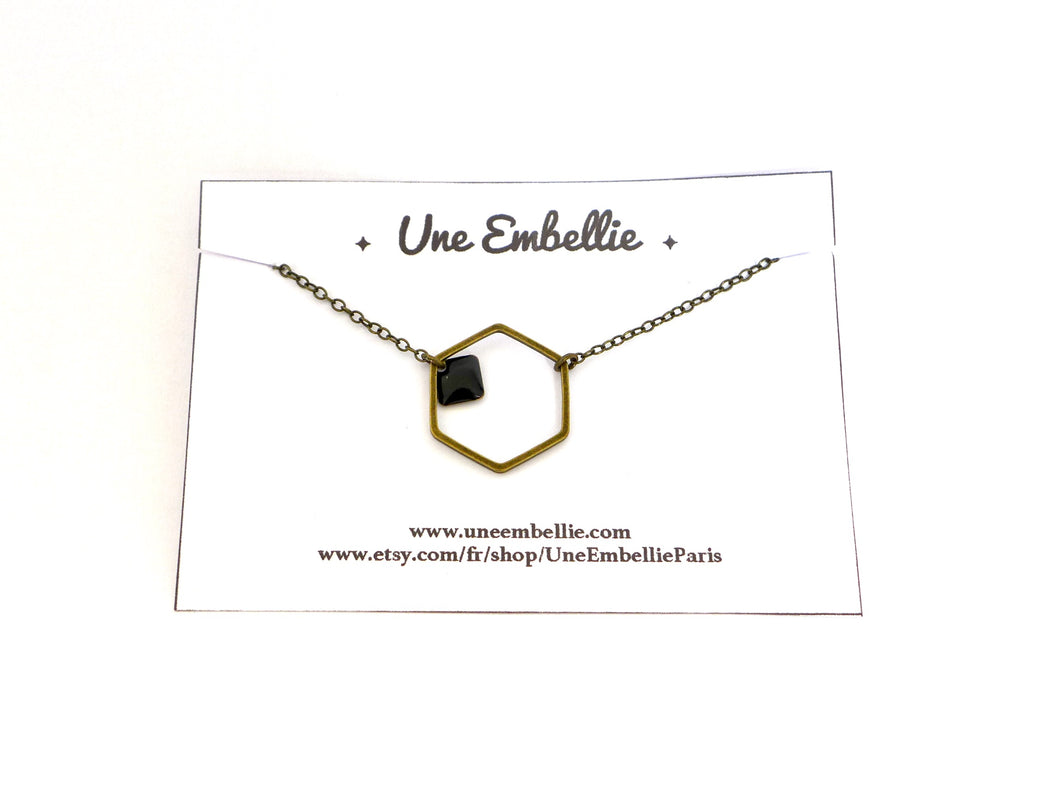 Bracelet hexagone graphique minimaliste et sequin en émail Bijou simple intemporel élégant cadeau pour femme