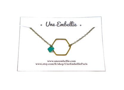 Bracelet hexagone graphique minimaliste et sequin en émail Bijou simple intemporel élégant cadeau pour femme