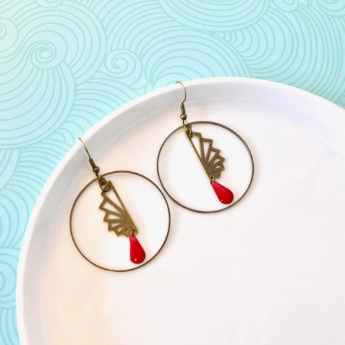 boucles d'oreilles créoles origami rouge Une Embellie