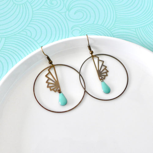 créoles art déco turquoise Une Embellie
