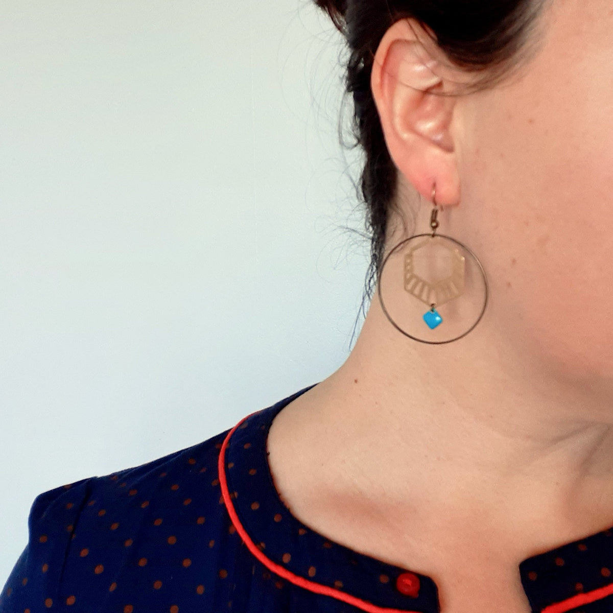 boucles oreilles art deco turquoise Une Embellie