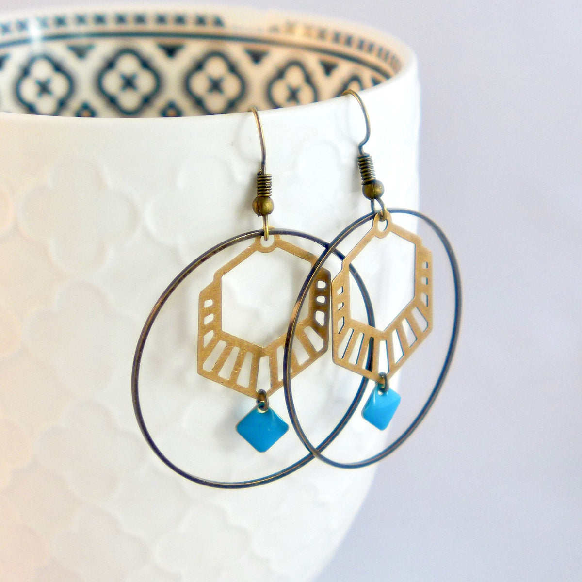boucles créoles rondes turquoise Une Embellie