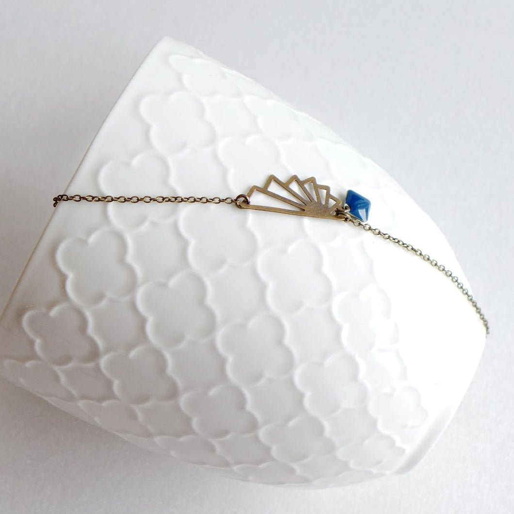 Bracelet Origami en laiton et émail bleu marine